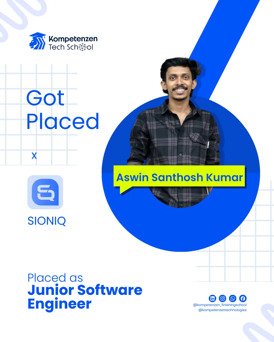 Aswin placed @ Sioniq