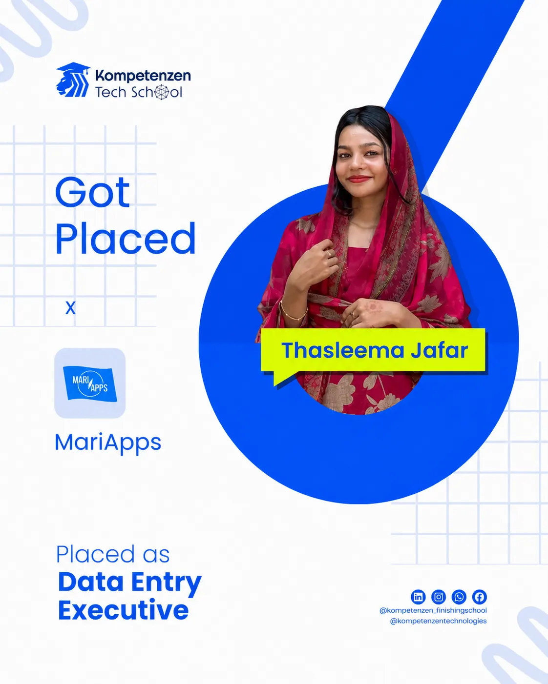 Thasleema Jafarr placed @ MariApps